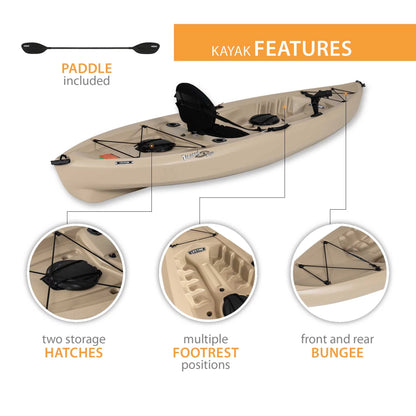 Tamarack Angler 10 Ft Sit-On-Top Fishing Kayak with Paddle, Tan (90508)