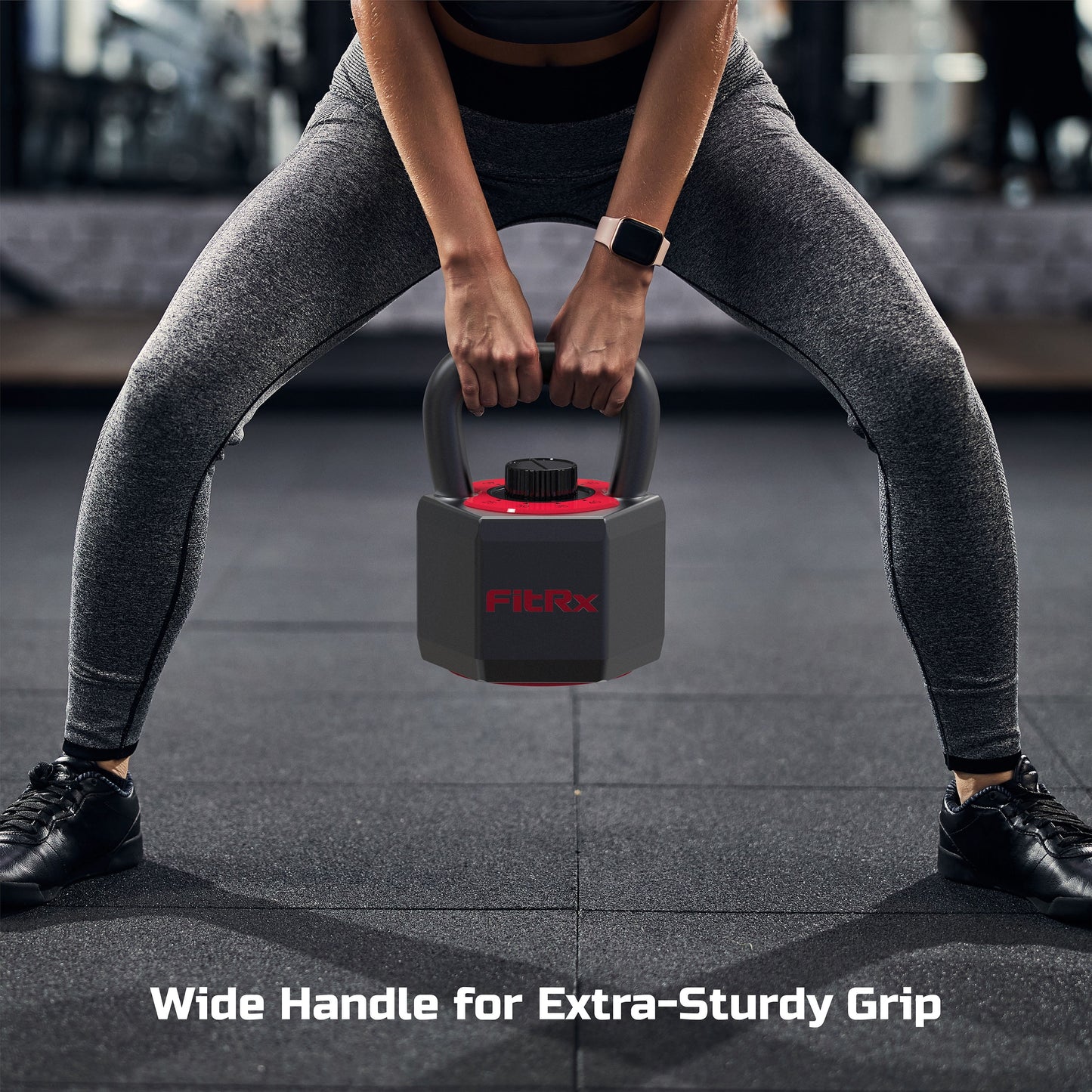 Smartstack Wide Handle Adjustable Kettlebell for Home Gym Workouts, 25-40 Lbs, Black