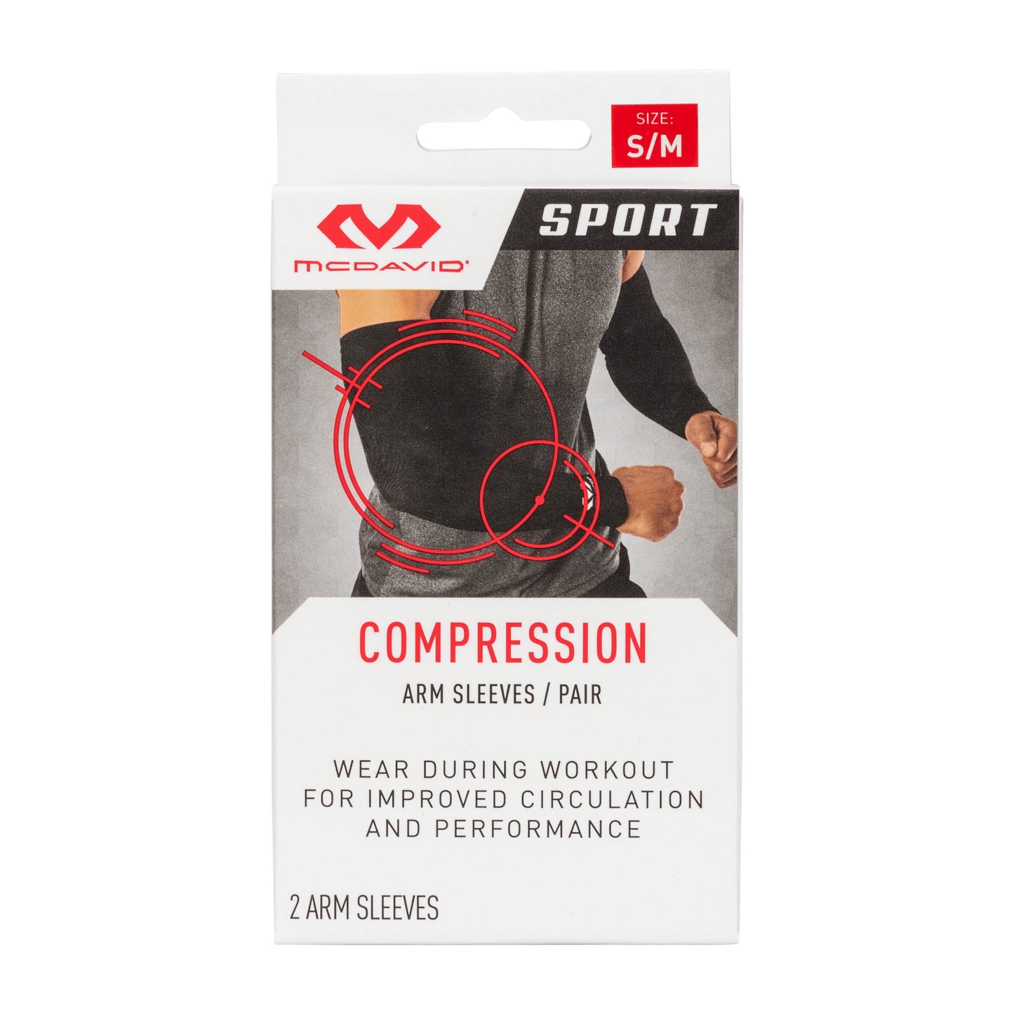Sport Compression Arm Sleeves Pair, Black, Unisex, Adult, L/XL