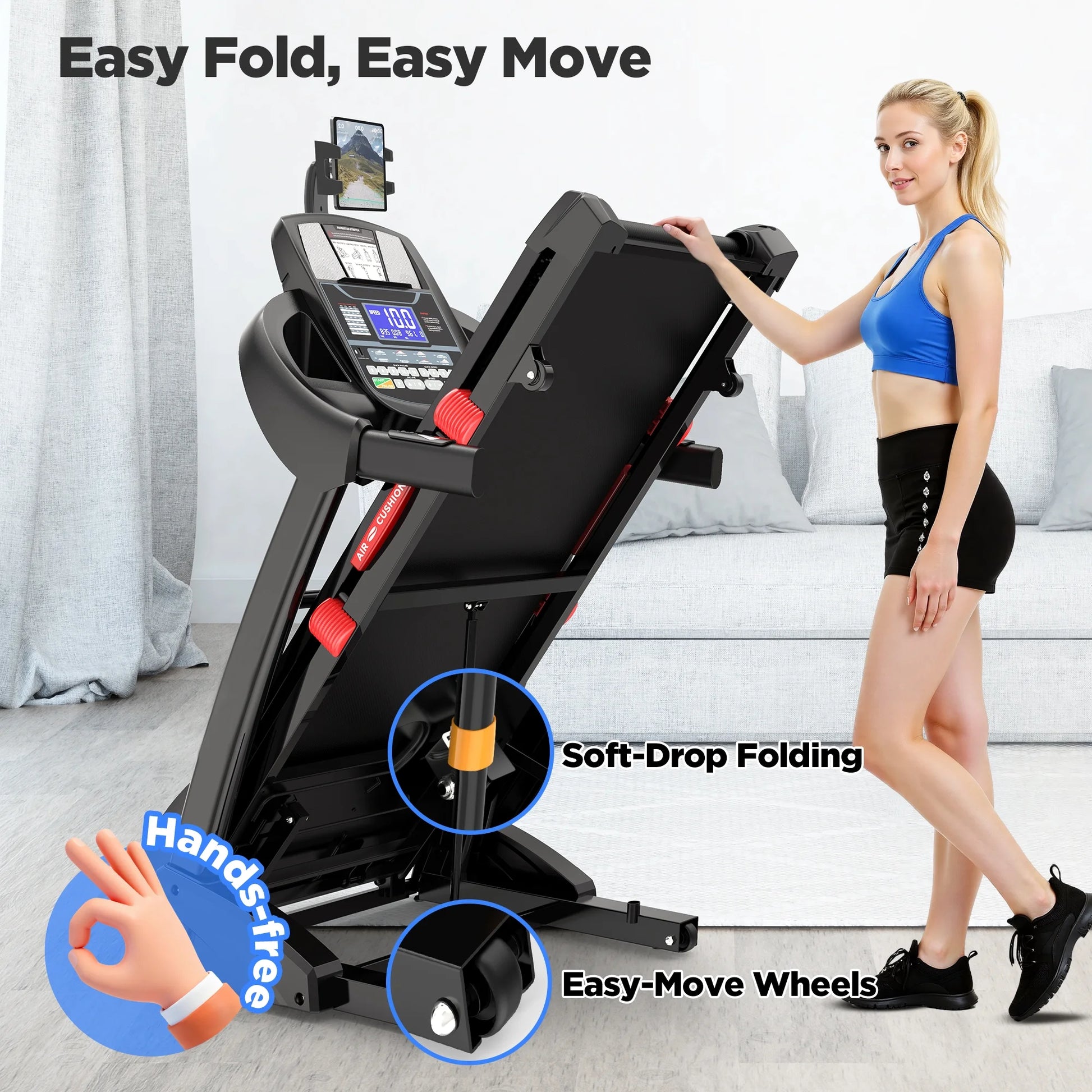 Famistar 5.0HP Folding Treadmill for Home with 20 Auto Incline, Smart APP, 300Lbs, Hifi Bluetooth Speakers, 64 Programs, 12MPH Speed, Foldable Electric Treadmill Running Machine, Knee Strap Gift