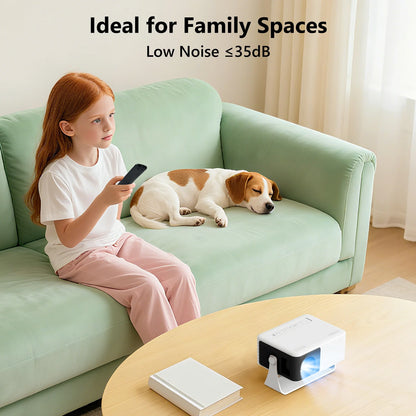 Mini Projector 720P HD Portable Projector, 4000 Lumens LED, Wifi Bluetooth 5.1, 30–120" Screen, HDMI USB AV Compatible, Home Theater Outdoor Movie Projector, Black