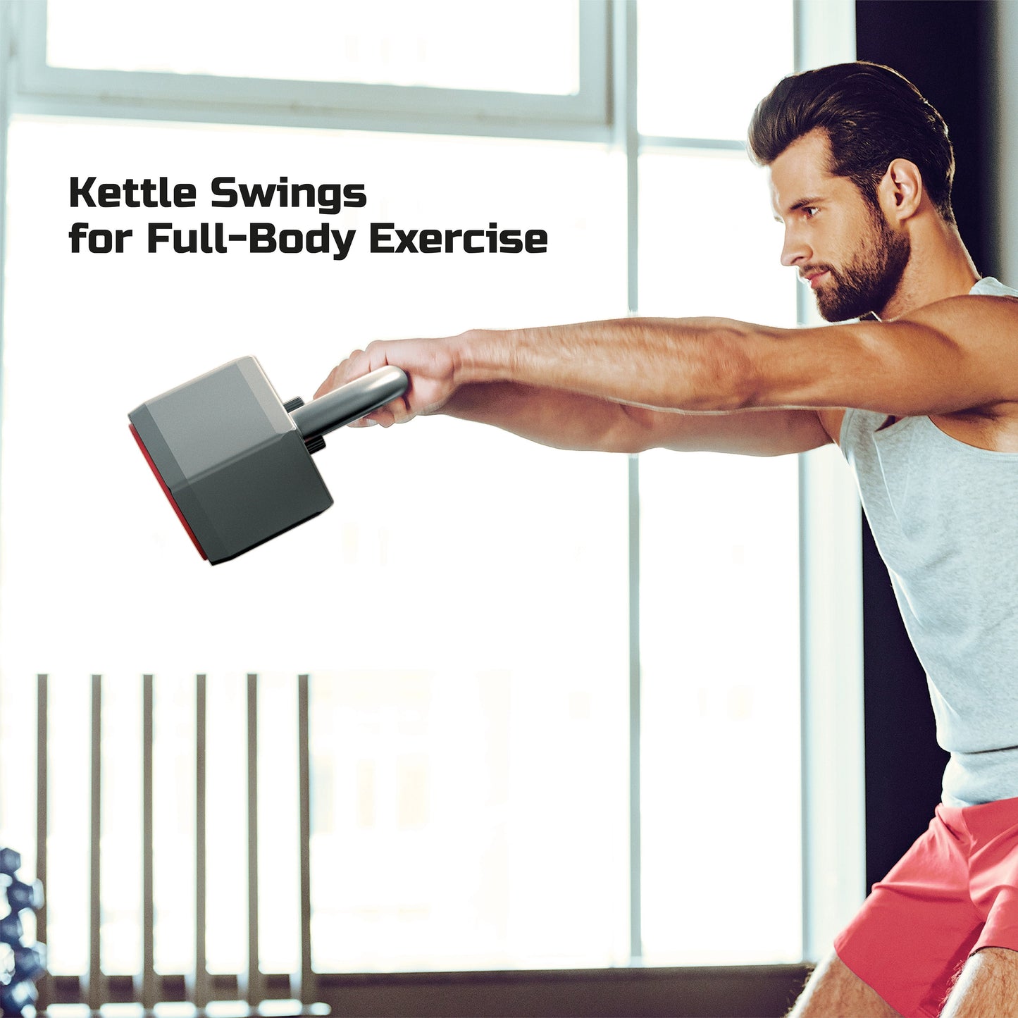 Smartstack Wide Handle Adjustable Kettlebell for Home Gym Workouts, 25-40 Lbs, Black