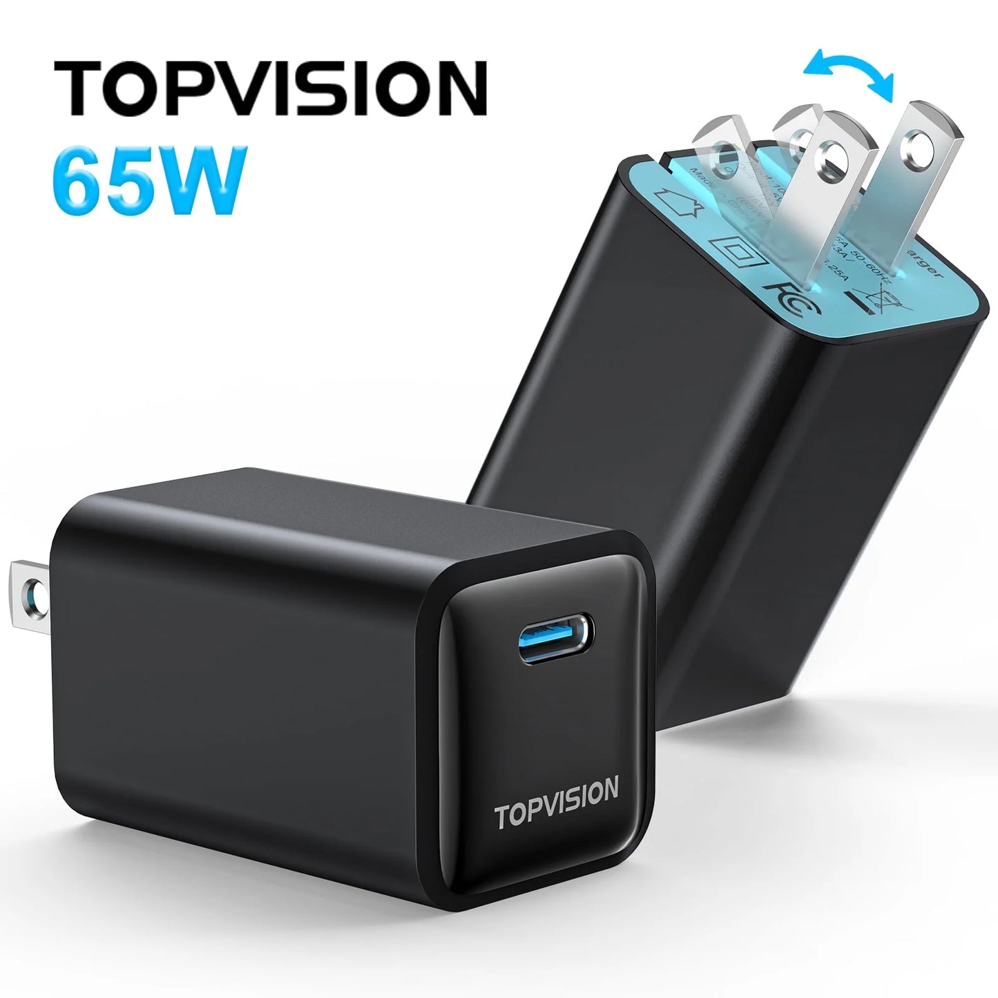 USB-C Charger Block 65W, Fast Charging Wall Charger Adapter for Apple, Android, 1 Pack