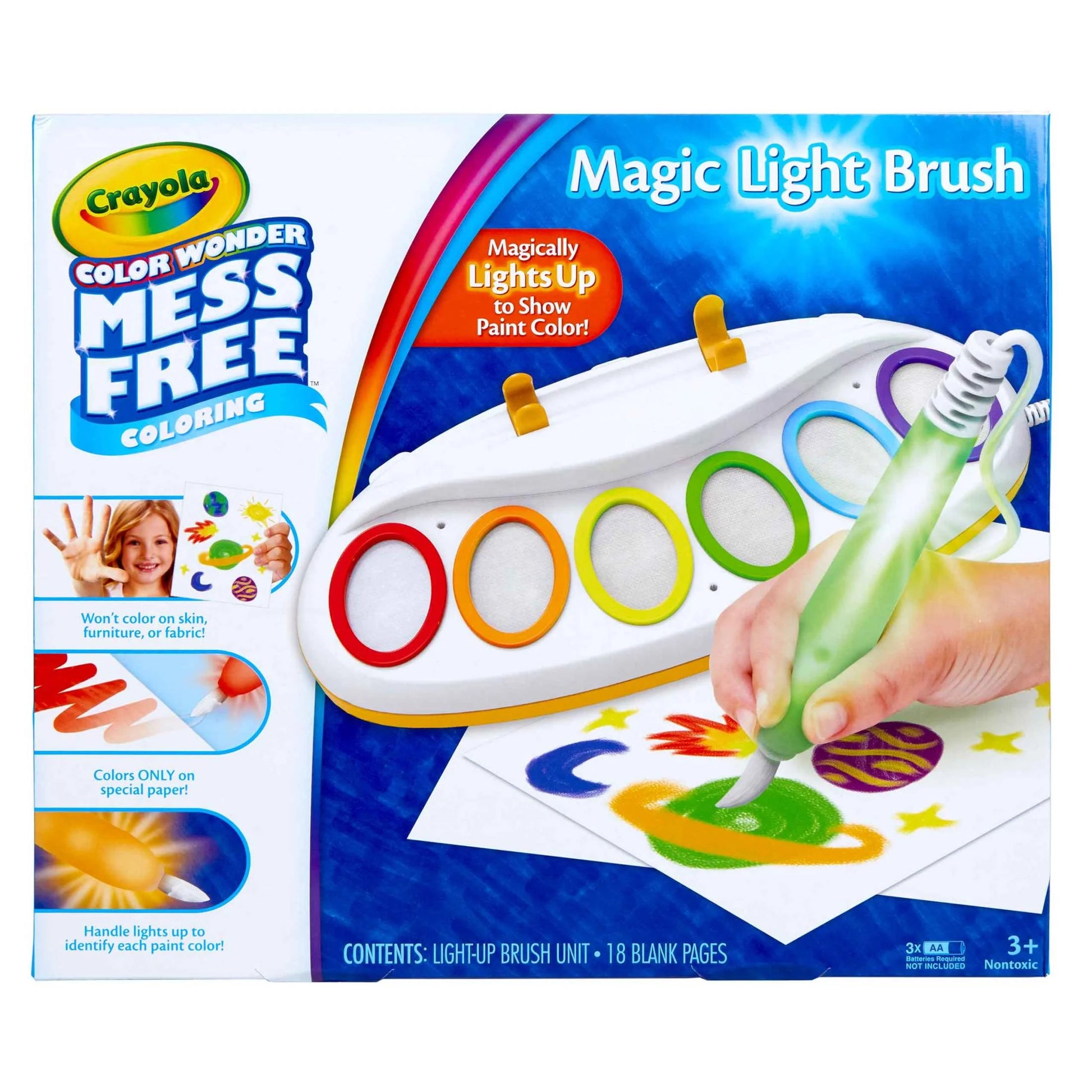 Color Wonder Magic Light Brush, Mess-Free Painting Set for Kids, Preschool and Toddler Educational Toy, Ages 3+